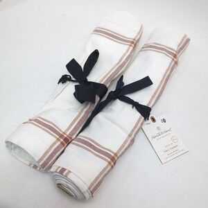 2 Hearth and Hand with Magnolia Brown Stripe Cream Table Runner 14" x 72" (Pair)